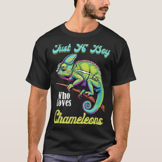 Chameleon Gewoon een jongen die houdt van kameleon T-shirt (Voorkant)