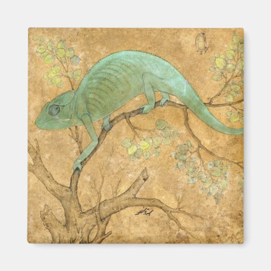 Chameleon (hagedis) (reptiel) (Mughal Art) (Aziati Magneet (Voorkant)