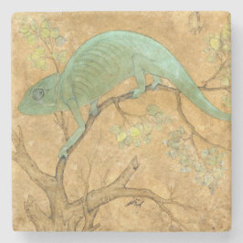 Chameleon (hagedis) (reptiel) (Mughal Art) (Aziati Stenen Onderzetter