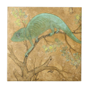 Chameleon (hagedis) (reptiel) (Mughal Art) (Aziati Tegeltje