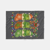 Chameleon In Christmas Socks Lights Chameleon Xmas Fleece Deken (Voorkant (Horizontaal))