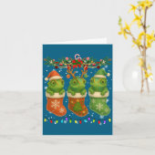 Chameleon In Christmas Socks Lights Chameleon Xmas Kaart (Gele Bloem)