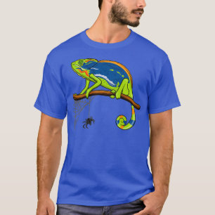 Chameleon in de tak verandert de kleur per spin in t-shirt