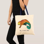 Chameleon-inkt reptiel schattige kinder bibliothee tote bag (Voorkant (product))