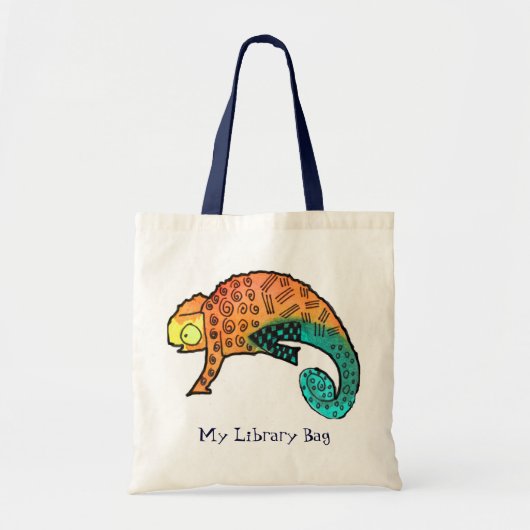 Chameleon-inkt reptiel schattige kinder bibliothee tote bag (Voorkant)