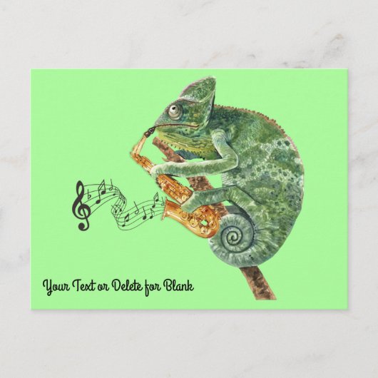 Chameleon Jazz Saxophone - aangepaste tekst Briefkaart (Voorkant)