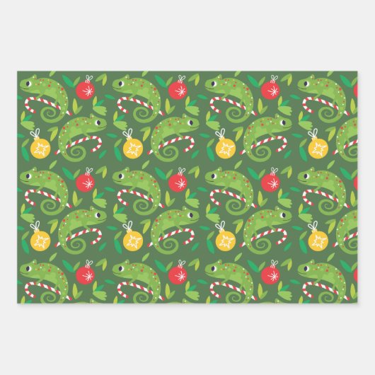 Chameleon Kerstmis Inpakpapier Vel (Voorkant)