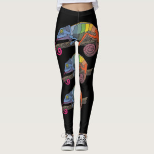 CHAMELEON LIZARD ART ART YOGA PANTS LEGGINGS
