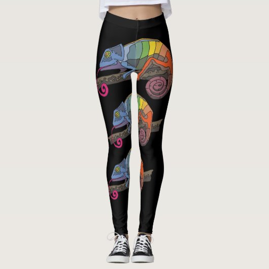 CHAMELEON LIZARD ART ART YOGA PANTS LEGGINGS (Voorkant)
