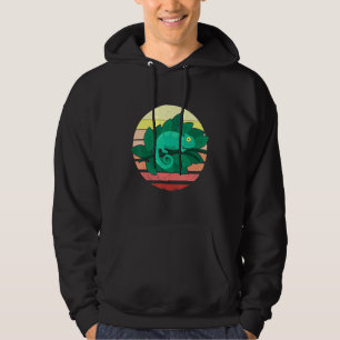 Chameleon Lizard Retro Sunset Reptiles Hoodie