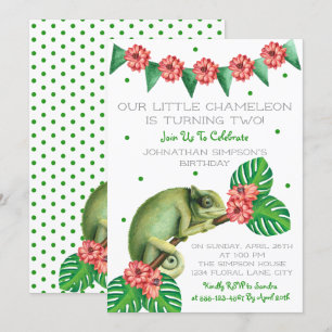 Chameleon Lizard Second Birthday Kaart