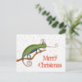 Chameleon met Kerstmis. Briefkaart (Staand voorkant)