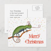 Chameleon met Kerstmis. Briefkaart (Voorkant / Achterkant)