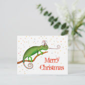 Chameleon met Kerstmis. Briefkaart (Staand voorkant)