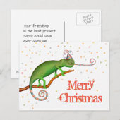 Chameleon met Kerstmis. Briefkaart (Voorkant / Achterkant)