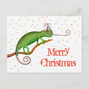Chameleon met Kerstmis. Briefkaart