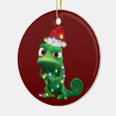 Chameleon met Pet kerstmis Keramisch Ornament (Links)