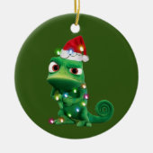 Chameleon met Pet kerstmis Keramisch Ornament (Voorkant)