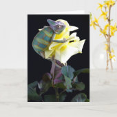 Chameleon op Gele Rose Kaart (Gele Bloem)