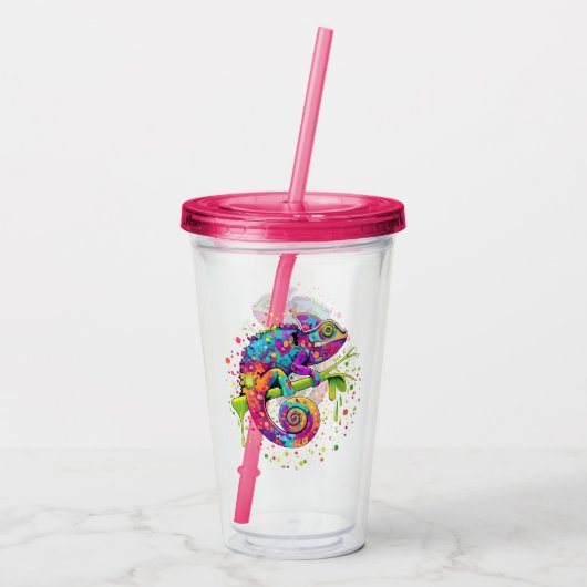 Chameleon Paint Vlekken Waterverf Style Acryl Drinkbeker (Achterkant)