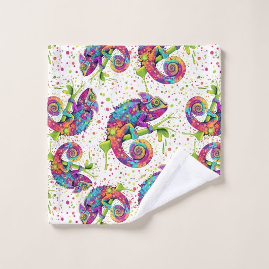 Chameleon Paint Vlekken Waterverf Style Bad Handdoek (Wasdoekje)