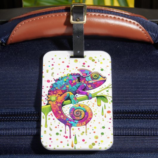 Chameleon Paint Vlekken Waterverf Style Bagagelabel (Voorkant Insitu 2)