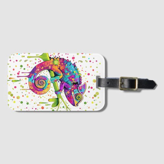 Chameleon Paint Vlekken Waterverf Style Bagagelabel (Voorkant (horizontaal))