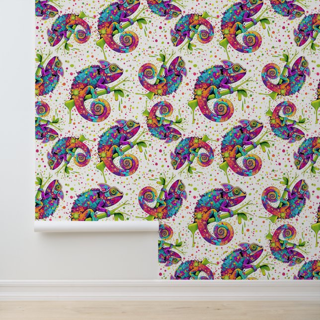 Chameleon Paint Vlekken Waterverf Style Behang (Applicatie)