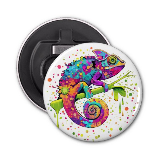 Chameleon Paint Vlekken Waterverf Style Button Flesopener (Voorkant)