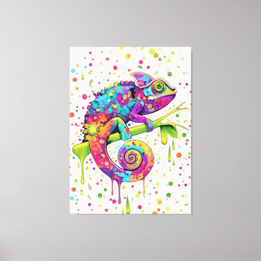 Chameleon Paint Vlekken Waterverf Style Canvas Afdruk (Voorkant)