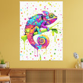Chameleon Paint Vlekken Waterverf Style Canvas Afdruk (Insitu (Woonkamer))
