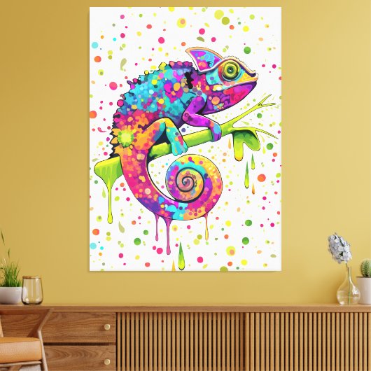 Chameleon Paint Vlekken Waterverf Style Canvas Afdruk (Insitu (Woonkamer))