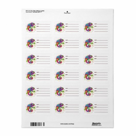 Chameleon Paint Vlekken Waterverf Style Etiket (Full Sheet)