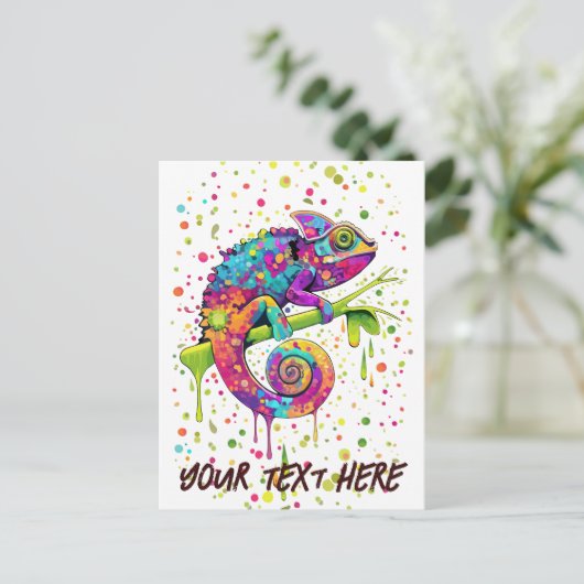 Chameleon Paint Vlekken Waterverf Style Feestdagenkaart (Staand voorkant)