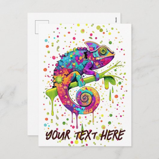 Chameleon Paint Vlekken Waterverf Style Feestdagenkaart (Voorkant / Achterkant)