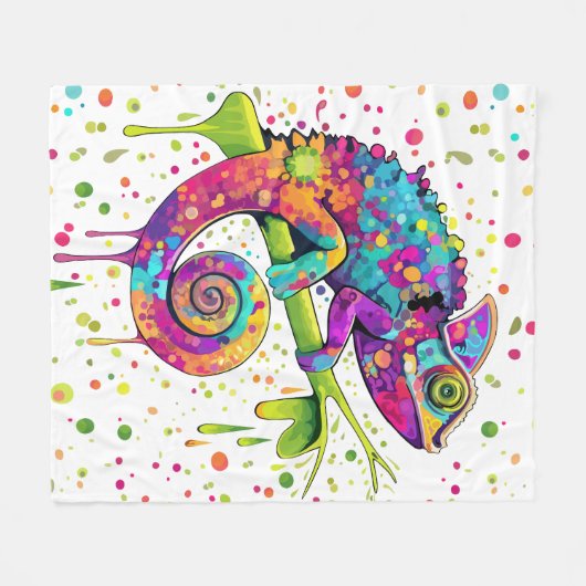 Chameleon Paint Vlekken Waterverf Style Fleece Deken (Voorkant (Horizontaal))