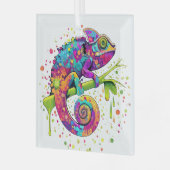 Chameleon Paint Vlekken Waterverf Style Glas Ornament (Voorkant links)