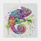 Chameleon Paint Vlekken Waterverf Style Glas Ornament (Voorkant)