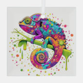 Chameleon Paint Vlekken Waterverf Style Glas Ornament (Achterkant)