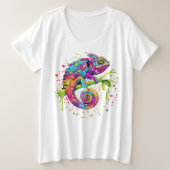 Chameleon Paint Vlekken Waterverf Style Grote Maat T-shirt (Design voorkant)