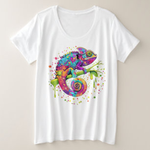 Chameleon Paint Vlekken Waterverf Style Grote Maat T-shirt
