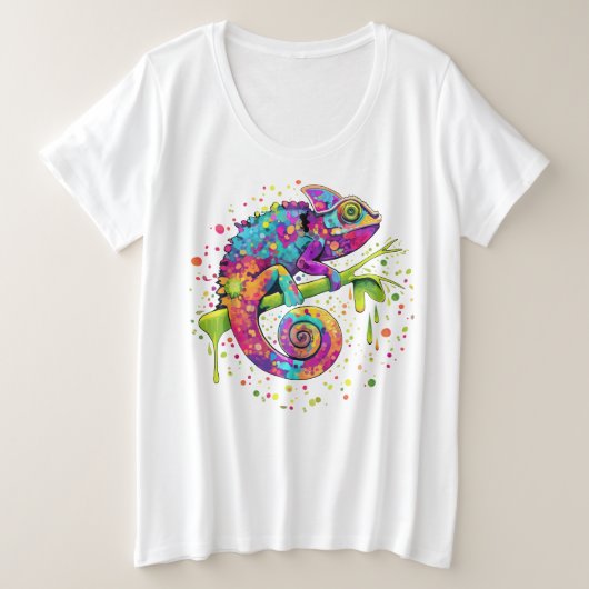 Chameleon Paint Vlekken Waterverf Style Grote Maat T-shirt (Design voorkant)