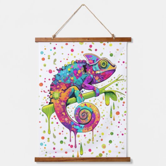 Chameleon Paint Vlekken Waterverf Style Hangend Wandkleed (Voorkant)