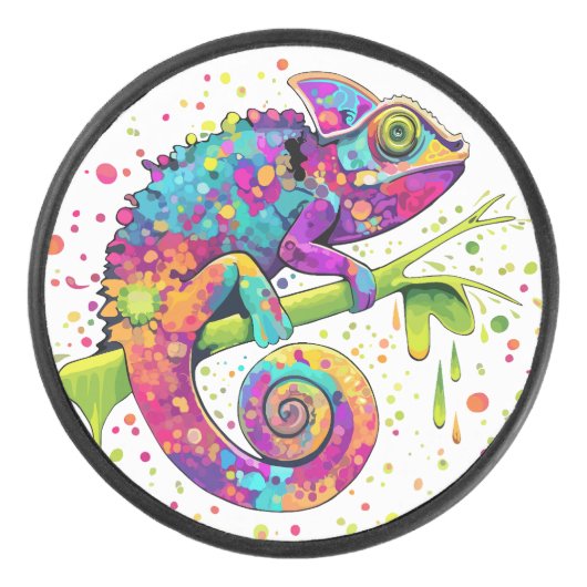 Chameleon Paint Vlekken Waterverf Style Hockey Puck (Voorkant)