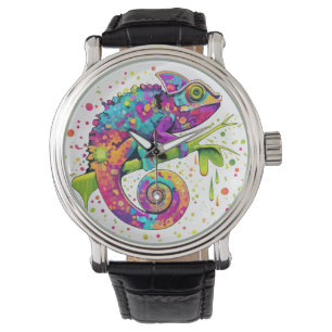 Chameleon Paint Vlekken Waterverf Style Horloge