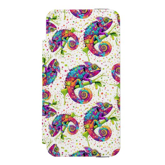 Chameleon Paint Vlekken Waterverf Style Incipio iPhone Portemonnee Hoesje (Voorkant Agenda)