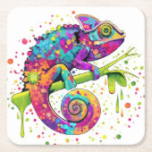 Chameleon Paint Vlekken Waterverf Style Kartonnen Onderzetters (Voorkant)