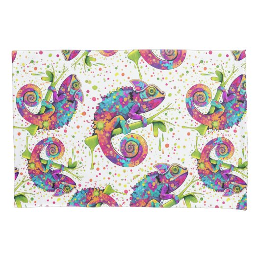 Chameleon Paint Vlekken Waterverf Style Kussensloop (Voorkant-Links)