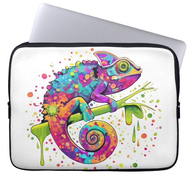 Chameleon Paint Vlekken Waterverf Style Laptop Sleeve (Voorkant)