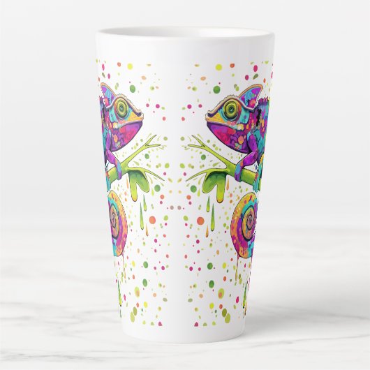 Chameleon Paint Vlekken Waterverf Style Latte Mok (Voorkant)